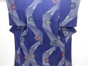 大正ロマン　裂取りに華紋模様織出し漆着物